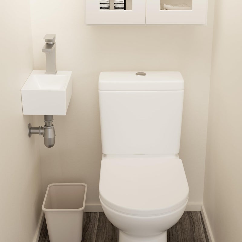 KES Small Vessel Sink 12"" X 7"" for Tiny Bathrooms, Floating Wall Mount Mini Bathroom Sink Right Hand (Sink Only) White, BWS100R - Image 5